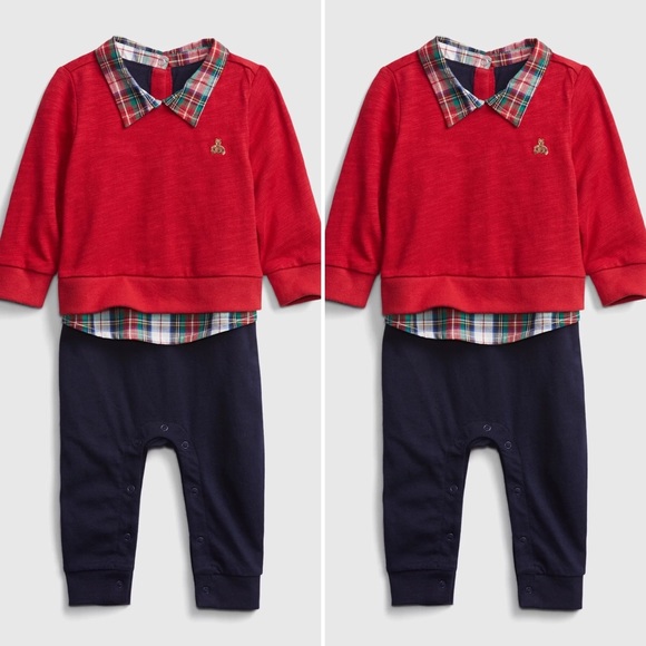 Baby Gap 3 in 1 plaid sweater, shirt & pant. Perfect for Christmas. 12-18 mo 🎄 - Picture 1 of 5